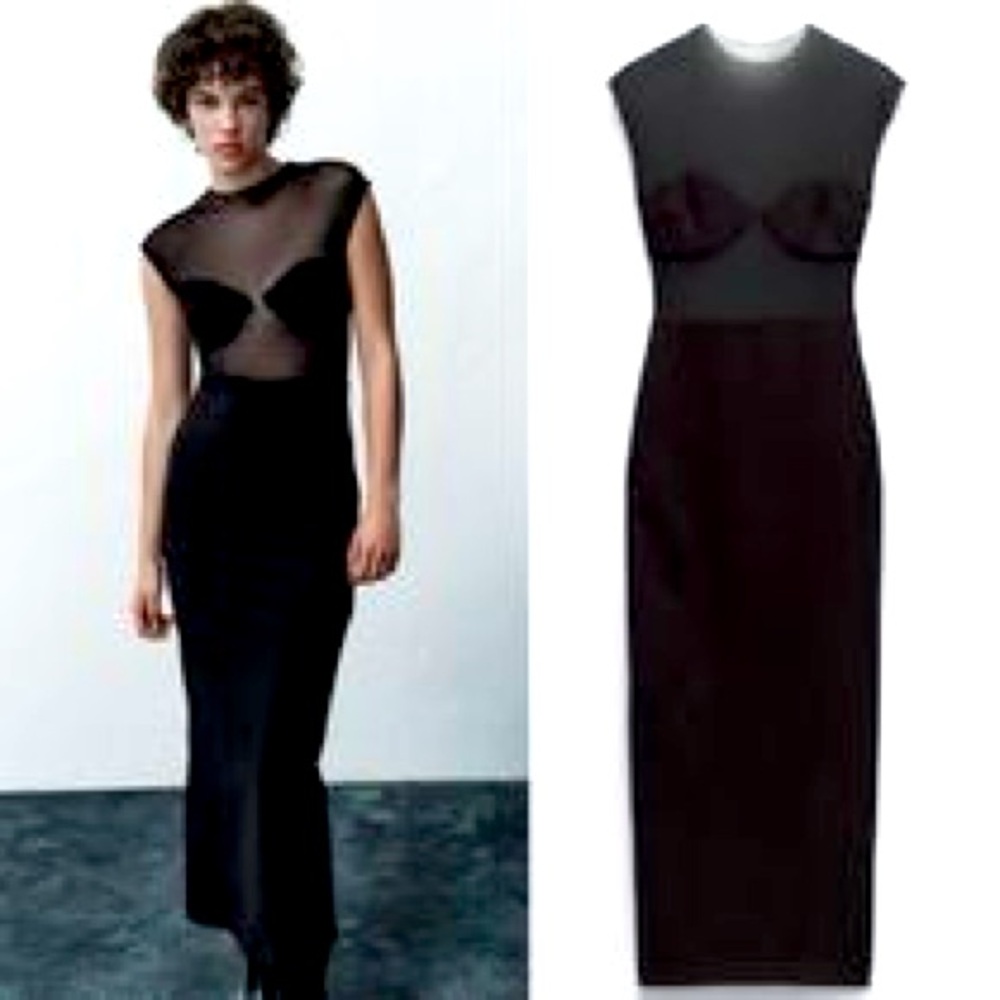 Zara FW23 Tulle Midi Sleeveless bodycon